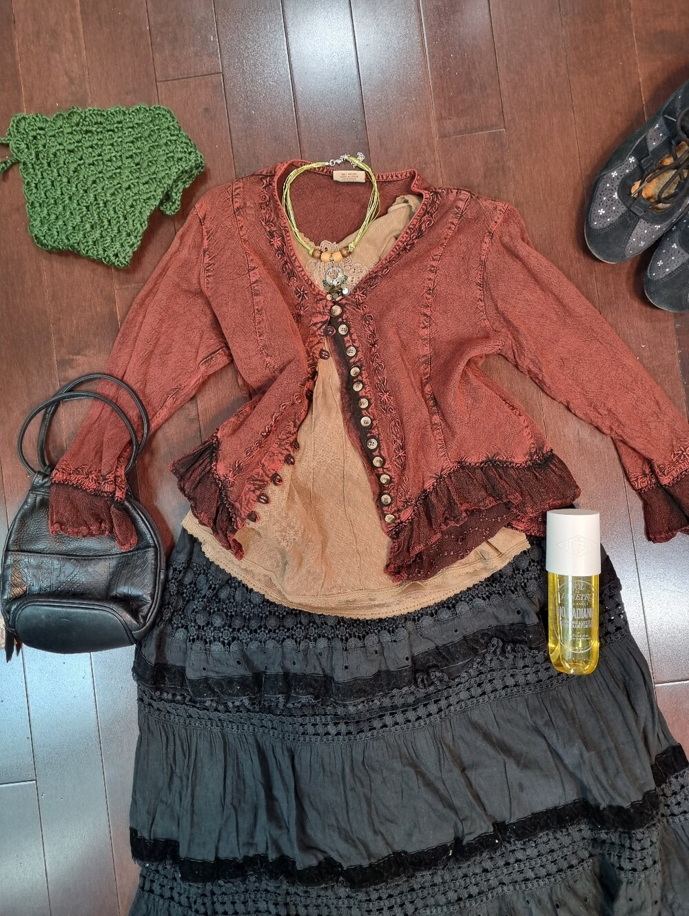 Devi | Whimsigoth Cardigan Or Top In Deep Oxblood Red